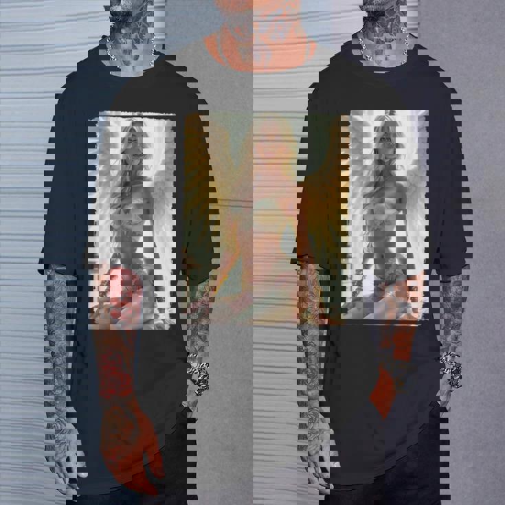 Hot Girl On 男性用 セクシーな天使の座り グランジ Tシャツ 彼への贈り物