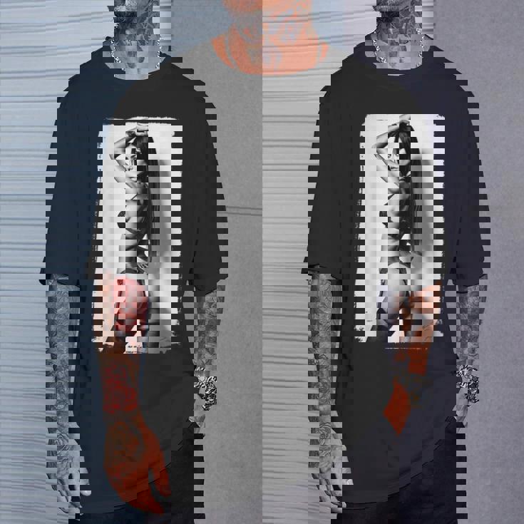 Hot Girl On 男性用 セクシー ブーティー ビキニ モデル 2 Bw Tシャツ 彼への贈り物