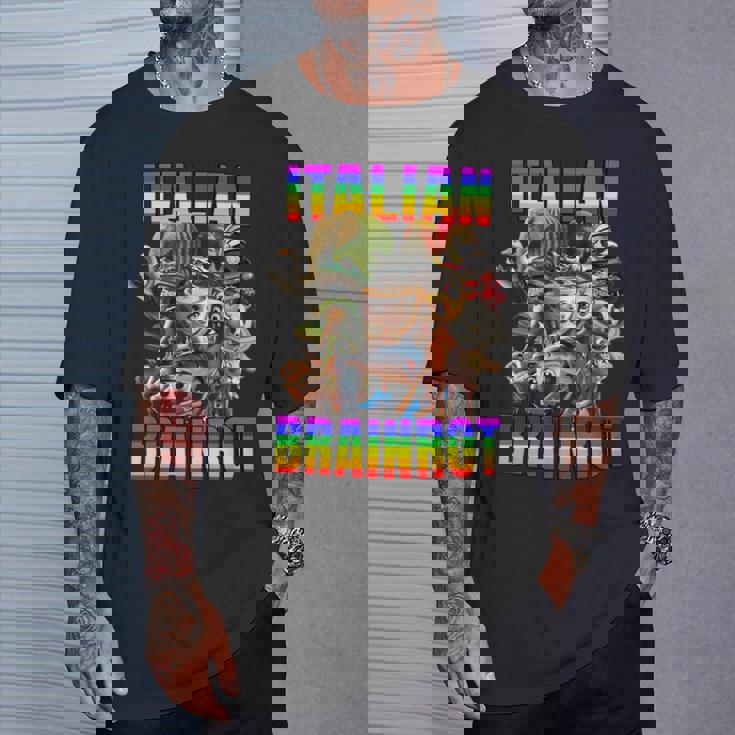 Italian Brainrot All Characters レインボー フラッグ プライド Tシャツ 彼への贈り物