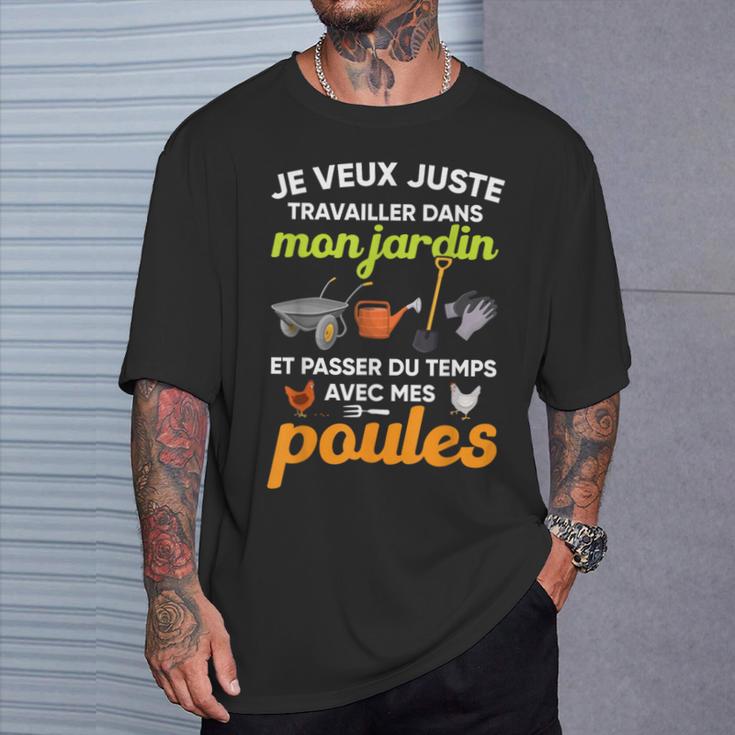 Jardin Et Poules Humour Cadeau Homme Jardin Retraite T-Shirt Cadeaux pour lui