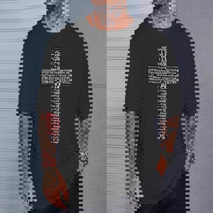 Jesus Christ Messiah Biblical Names Christian Faith Cross Tシャツ 彼への贈り物