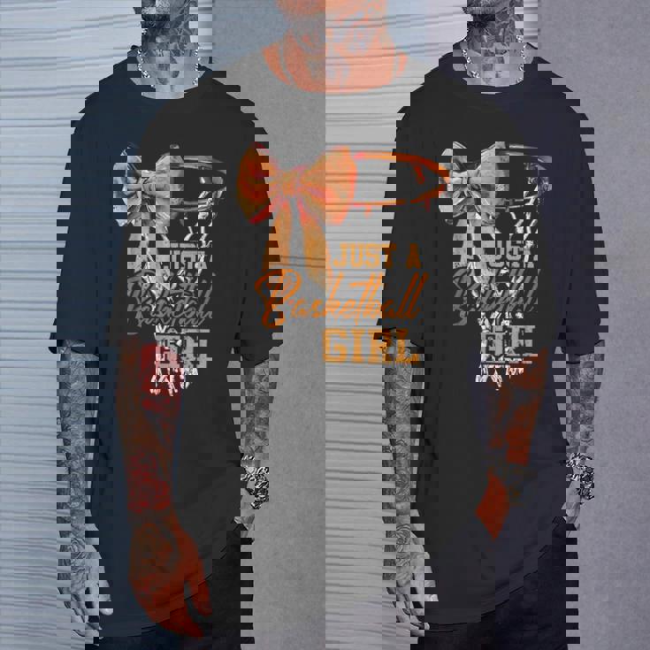 Just A Basketball Girl キュート コケット リボン バスケットボール選手 ガールズ Tシャツ 彼への贈り物