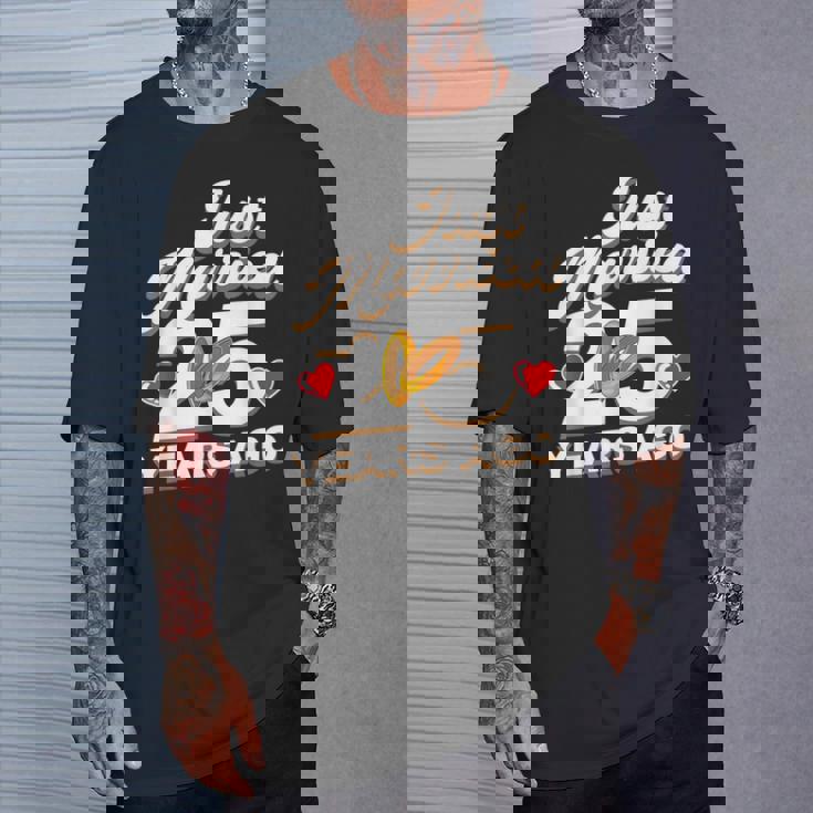 Just Married 25 Years Ago シルバーウェディング Tシャツ 彼への贈り物