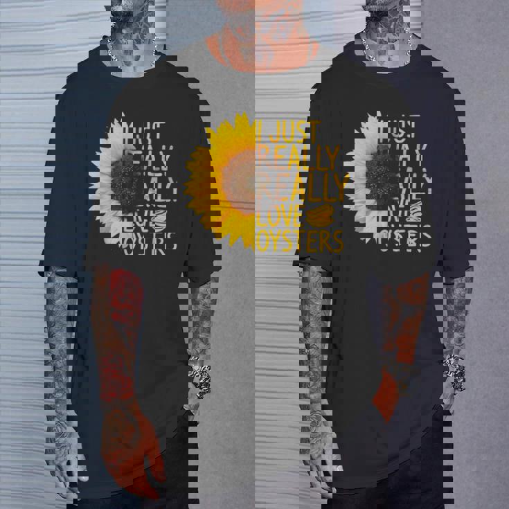 I Just Really Love Oysters ギフト レディース メンズ Mollusc ひまわり Tシャツ 彼への贈り物