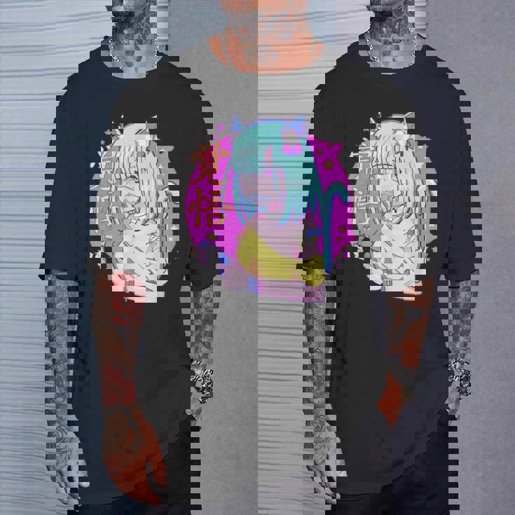 Kawaii Gamer ネコガール メンヘラ 美的パステル ゴス キュート Tシャツ 彼への贈り物