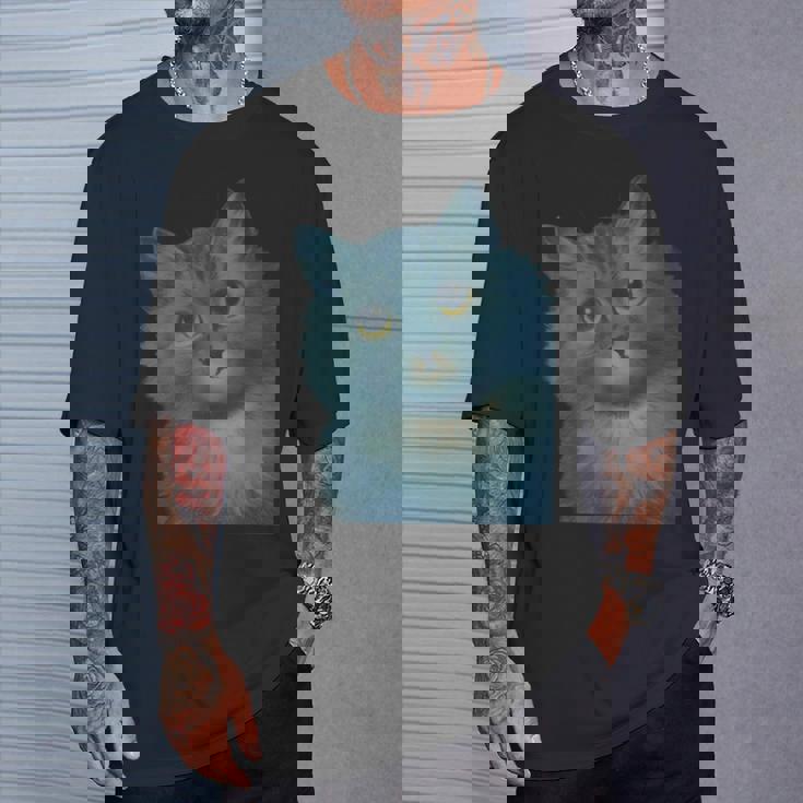 L Wain作 青い猫 Tシャツ 彼への贈り物