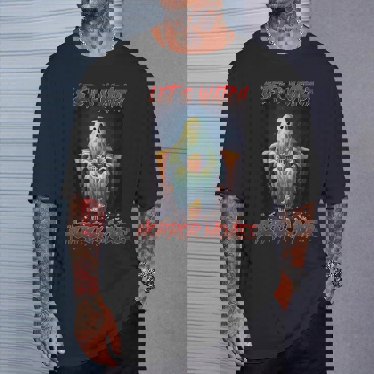 Let's Watch ホラー映画 おもしろハロウィンホラー映画 Tシャツ 彼への贈り物