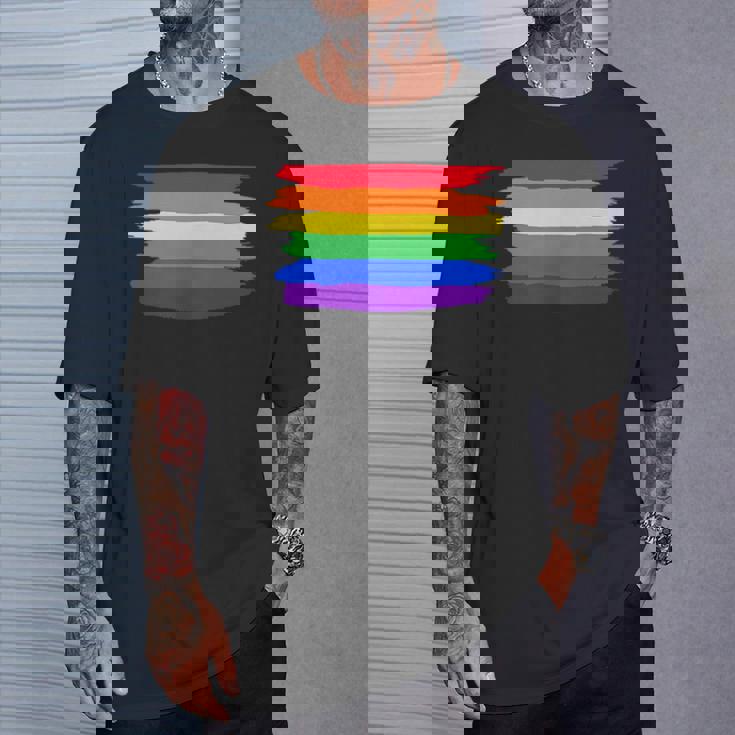 Lgbt ハートにレインボーフラッグ Tシャツ 彼への贈り物