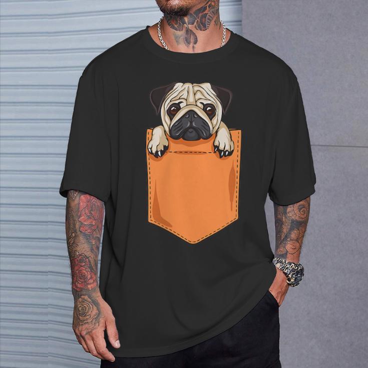 Lindo Perro De Perro Kawaii En El Bolsillo Para Amantes De Los Perros Camiseta unisex Regalos para él