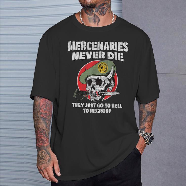 Los Mercenarios Nunca Muerenoloe Reagrupan Calavera Retro Militar Camiseta unisex Regalos para él