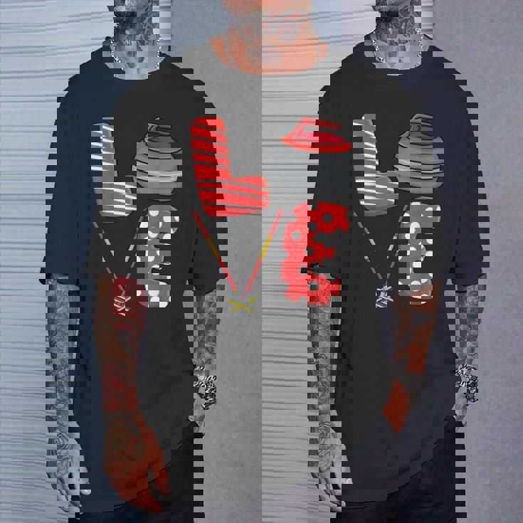 Love Curling ほうき スクワッド カーラー カーリング バレンタインデー Tシャツ 彼への贈り物