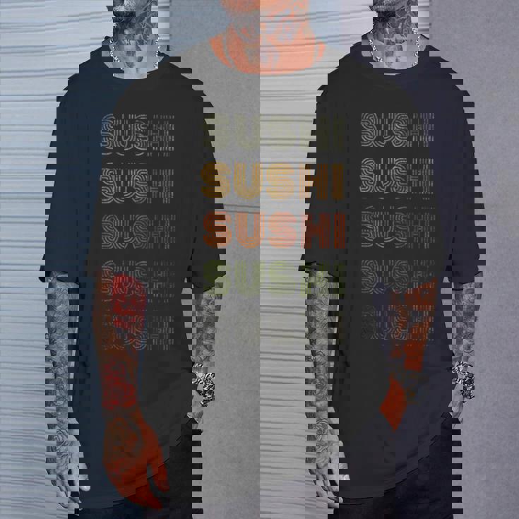 Love Heartushi Grunge ヴィンテージスタイル 黒寿司 Tシャツ 彼への贈り物