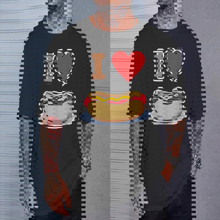 I Love Hot Dog 私はホットドッグを愛している ホットドッグ Tシャツ 彼への贈り物