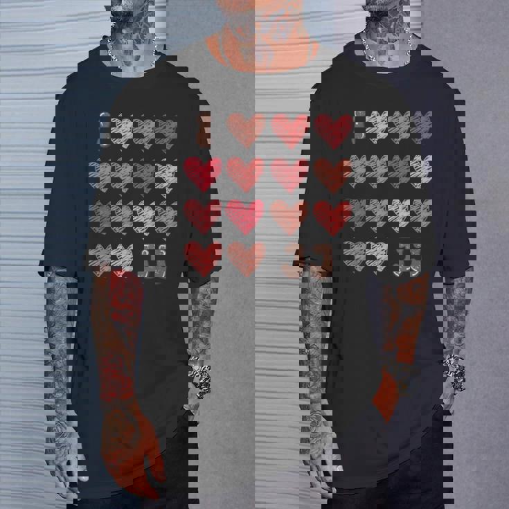 I Love Jj シャツ ハート グルービー パーソナライズ Jj Tシャツ 彼への贈り物