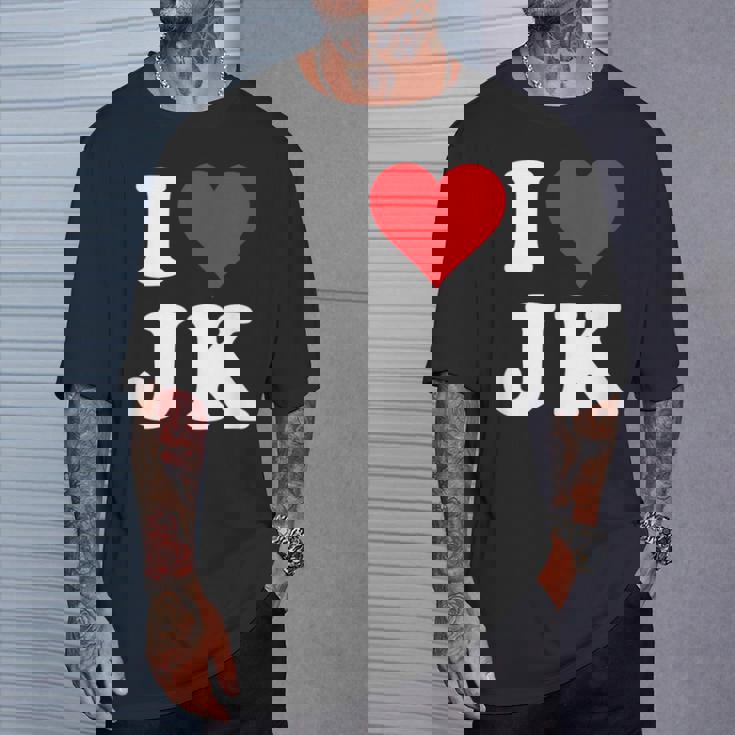 I Love Jk Initials I Heart JK First Last Name J K Tシャツ 彼への贈り物