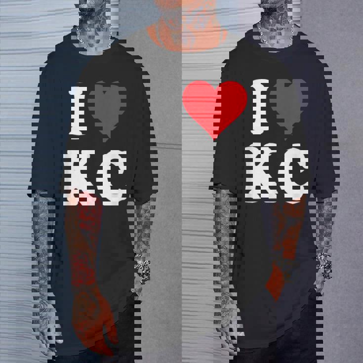 I Love Kc Initials I Heart KC First Last Name K C Tシャツ 彼への贈り物