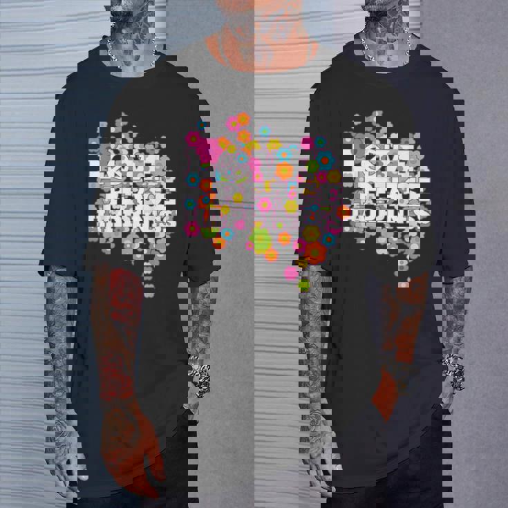 Love Peace Happiness 60年代70年代ヒッピーフラワーパワー Tシャツ 彼への贈り物