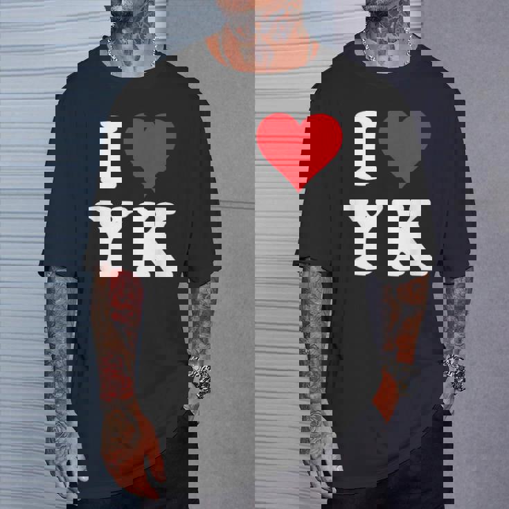 I Love Yk Initials I Heart YK First Last Name Y K Tシャツ 彼への贈り物