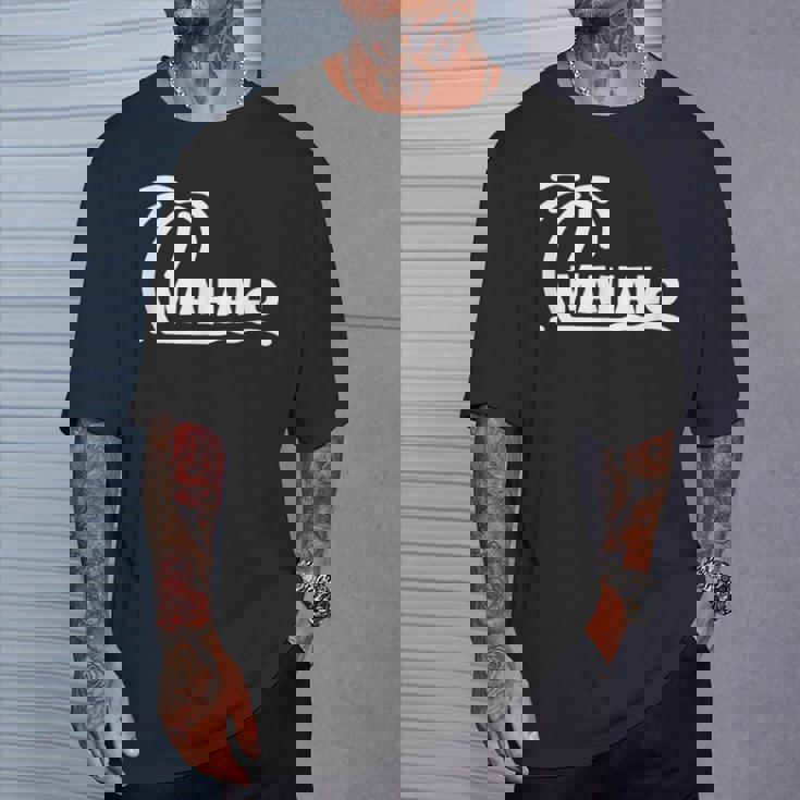 Mahalo サンクス ハワイ ヤシの木 ビーチ ホリデーギフト サンサーフ Tシャツ 彼への贈り物