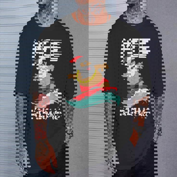 Mele Kalikimaka ハワイアン クリスマス ハワイ サーフィン サンタ Tシャツ 彼への贈り物