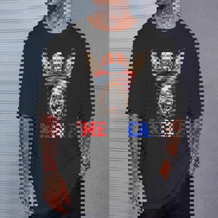 Merica Mule Donkey Patriotic 4Th Of July 面白い キッズ メンズ レディース Tシャツ 彼への贈り物