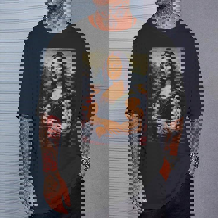 Mona Lisa 上腕二頭筋 ボディービル ジム ワークアウト 面白い モナリザ Tシャツ 彼への贈り物