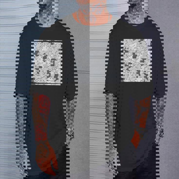 Monotone Aperiodic モノタイルカラー グレータイルパターン Tシャツ 彼への贈り物