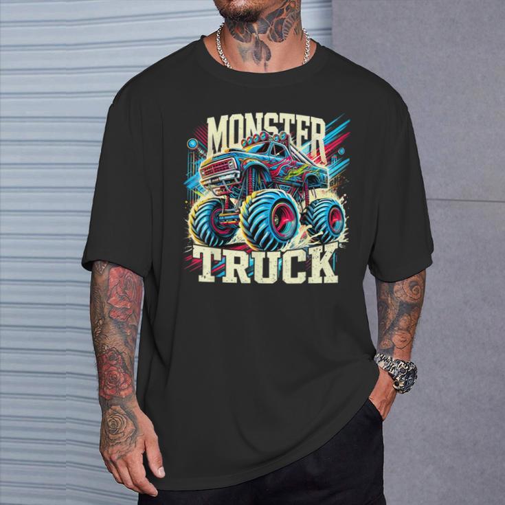 Monster Truck Retro Colorido Camiones Amante Niño Adolescente Adulto Camiseta unisex Regalos para él