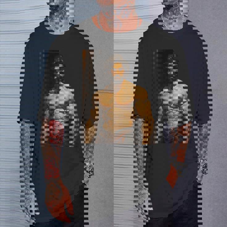 Muscle Man Bodybuilder Gay Daddy Classic Oil Paintingtyle Tシャツ 彼への贈り物