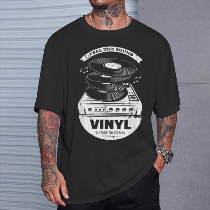 Music Is My Universe レトロなビニールレコードでサウンドを感じる Tシャツ 彼への贈り物