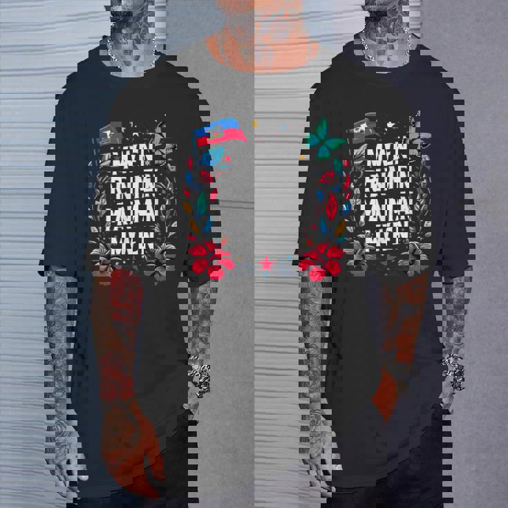 Mwen Renmen Manman Mwen ハイチ国旗 I Love My Mother Tシャツ 彼への贈り物