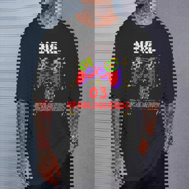 Nivel 3 Desbloqueado Gamer 3 Años Niño Nivel 3 Unlocked Camiseta unisex Regalos para él