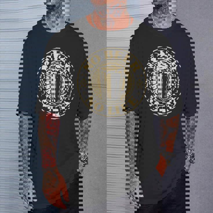 No Beer No Life ヴィンテージ飲酒 ビール愛好家向け 左胸 Tシャツ 彼への贈り物