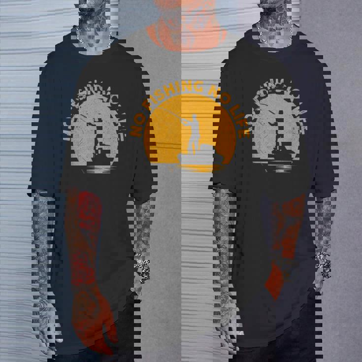 No Fishing No Life 釣り フィッシング ロゴ プリント Tシャツ 彼への贈り物