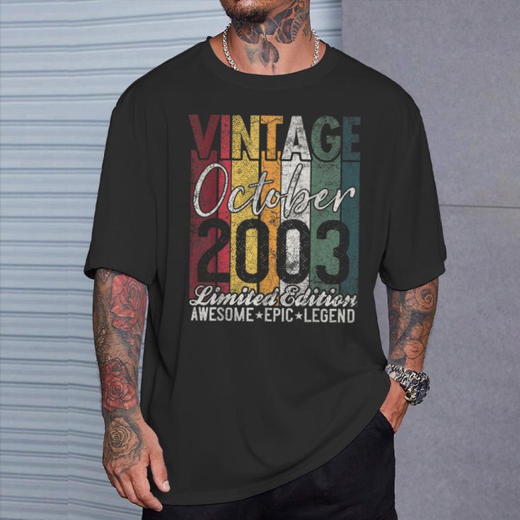 Octubre 2003 19 Cumpleaños Regalo 19 Añosintage Retro Camiseta unisex Regalos para él