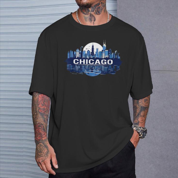 Panorama Du Centre-Ville De Chicago T-Shirt Cadeaux pour lui