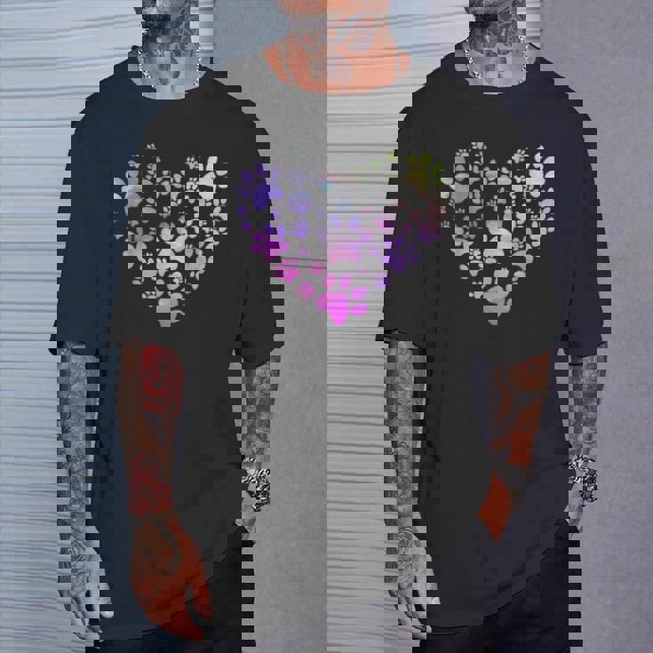 Paw Heart 足跡 犬のハート 犬のアクセサリー ギフト Tシャツ 彼への贈り物