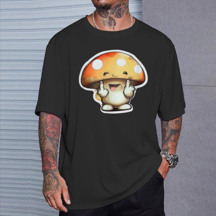 Personnage Champignon Drôle Doigt D'honneur Joyeux Anniversaire Gourmand T-Shirt Cadeaux pour lui
