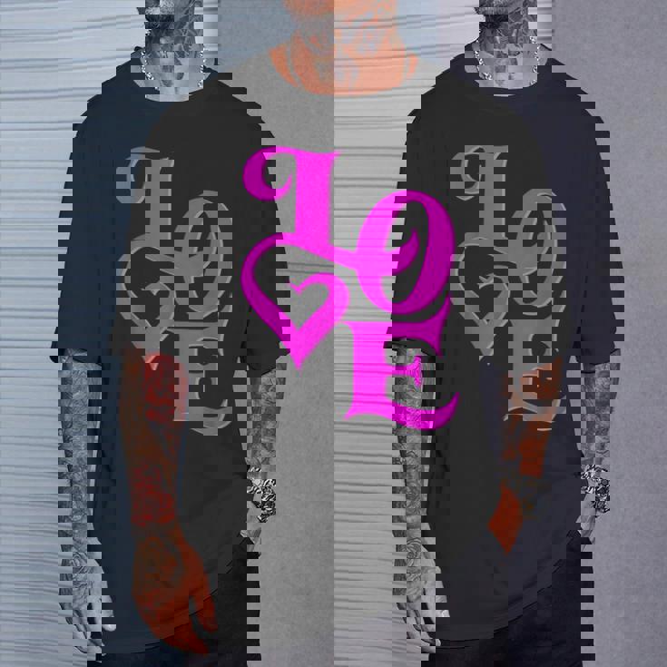 Pink Love ピンクカラーグラフィック Tシャツ 彼への贈り物