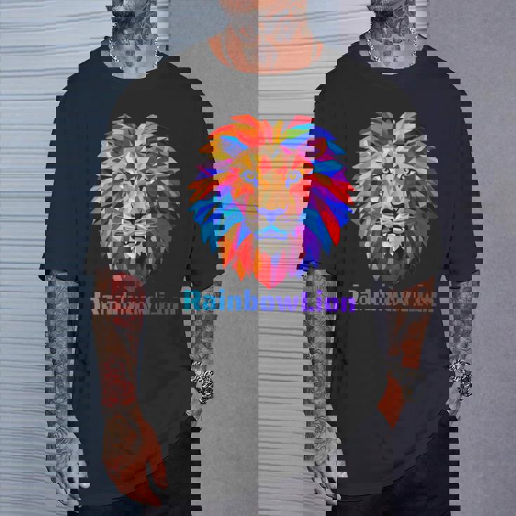 Rainbow Lion レインボー ライオン かっこいい おしゃれ Tシャツ 彼への贈り物