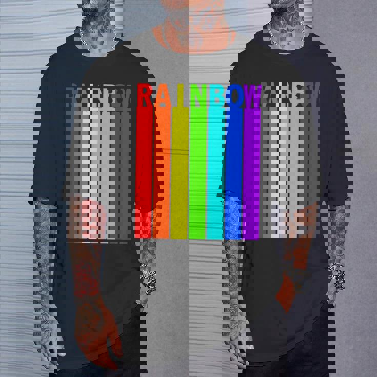 Rainbow レインボー《虹 カラー》【デザインアート】文字 7色 カラフル Tシャツ 彼への贈り物