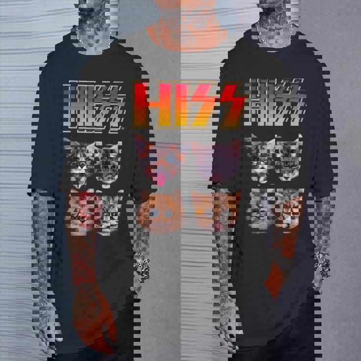 Hiss Cat Cat Lover Kittens Rock Music Cat Hiss Tシャツ 彼への贈り物