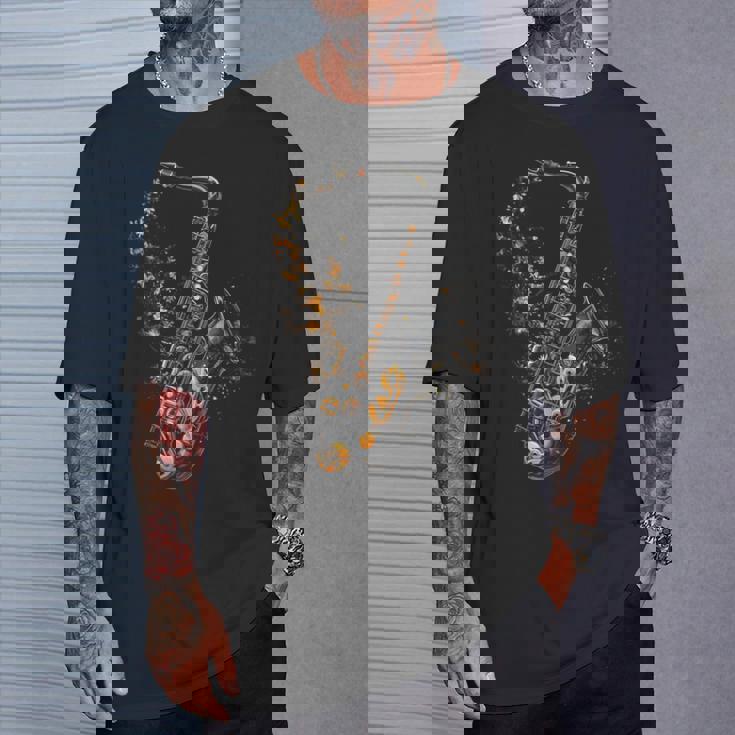 Saxofón Música Abstracto Gráfico Instrumento Motivoaxofón Camiseta unisex Regalos para él