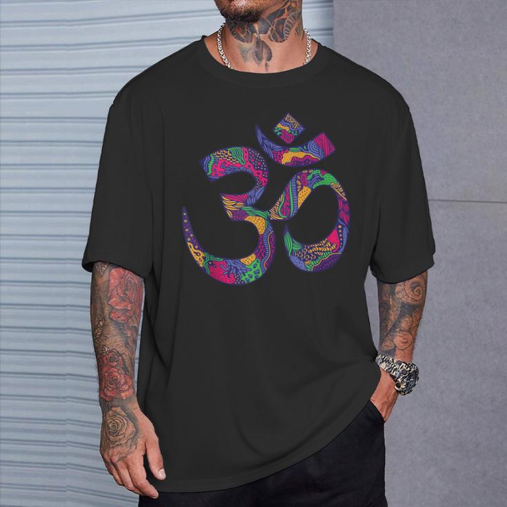 Símbolo Om Aum Ohm Mandala Hindú Yoga Meditación Namaste In Mangas Camiseta unisex Regalos para él