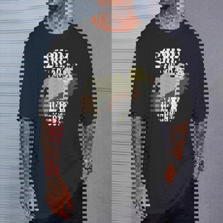 Sorry I Can't I'mery Busy ナマケモノ 遅刻魔 おはようございます。ホームオフィス Tシャツ 彼への贈り物