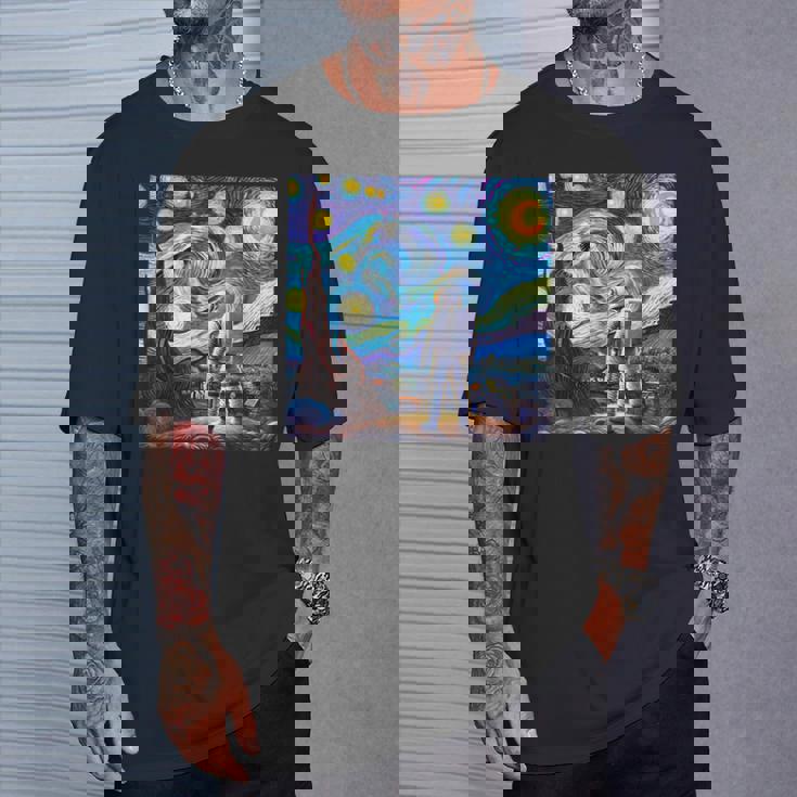 Starry Night Renditionincentan Gogh Astronaut Tシャツ 彼への贈り物