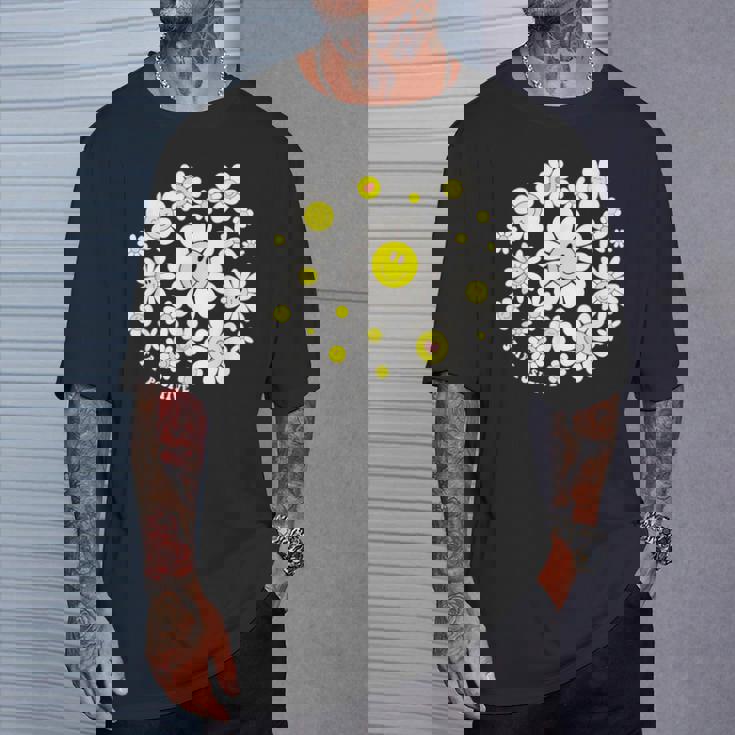 Stay Positive キュート スマイルフェイス 花 ハッピーフェイス 花 女の子 Tシャツ 彼への贈り物