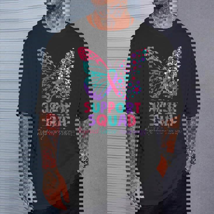 Support Squad Thyroid Cancer Awareness Butterfly T-Shirt Gifts for Him Support Squad Thyroid Cancer Awareness Butterfly T-Shirt Gifts for Him