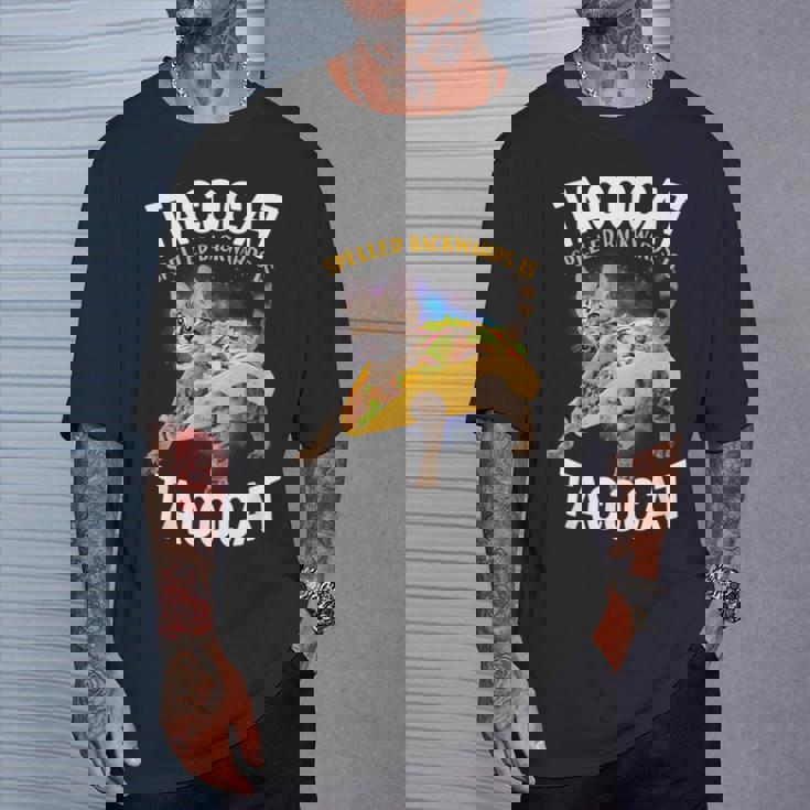 Tacocatpeled Backward シャツ シンコ・デ・マヨ 猫 タコス好き Tシャツ 彼への贈り物