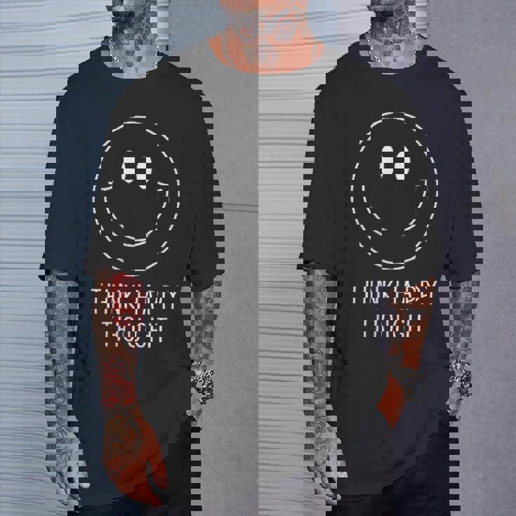 Think Happy Thoughtmile Face モチベーションを高める引用句 スマイル Tシャツ 彼への贈り物